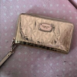 Michael Kors Gold Wristlet Wallet